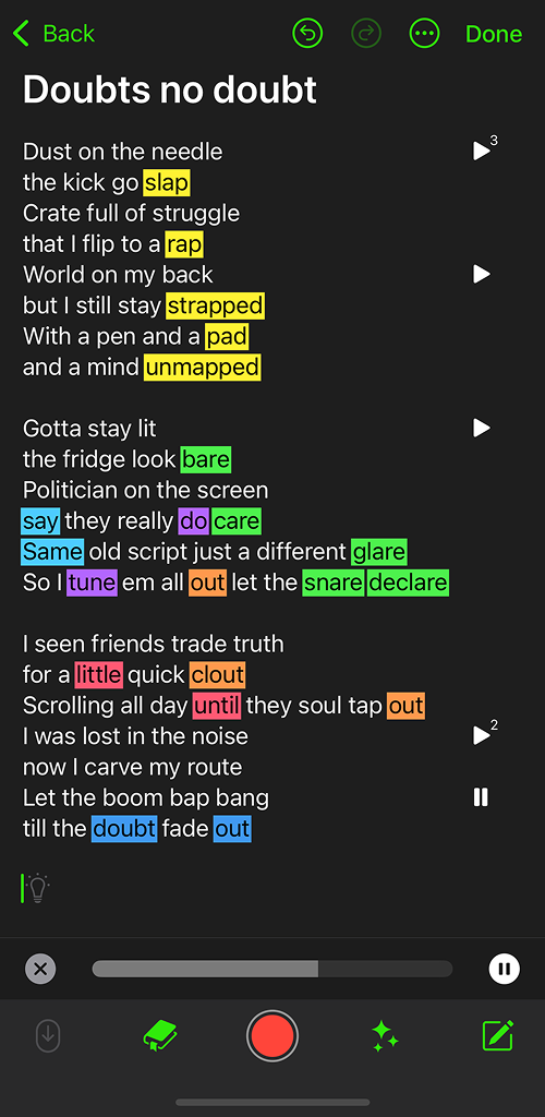 Audio and Lyrics Together